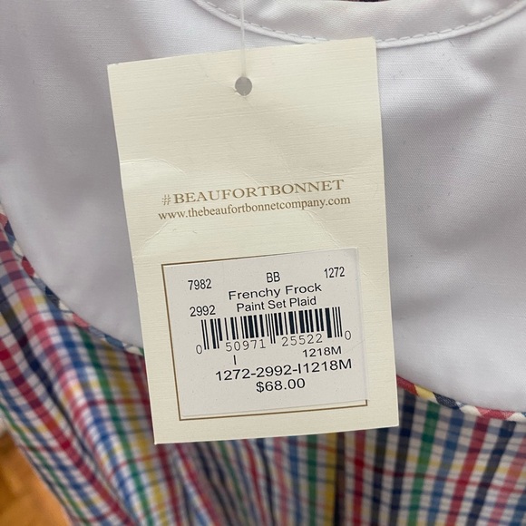 NWT The Beaufort Bonnet company Dress 12-18 Mo Frenchy Frock Paint Set Plaid - Picture 2 of 3